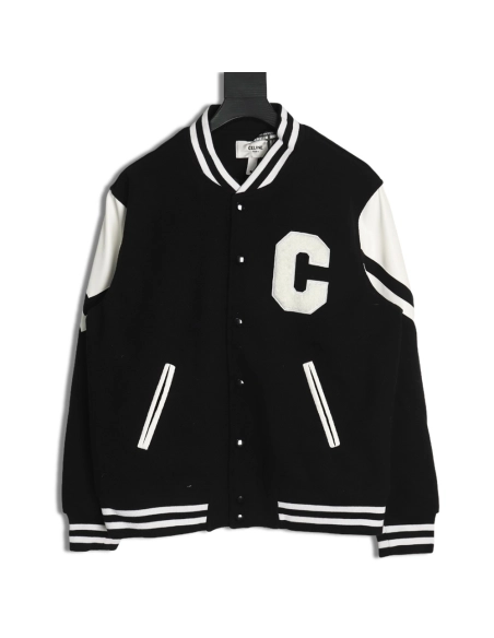 Celine Jacket,Jacket,Clothing,Buy Cheap Discount Celine splicing embroidery baseball jacket