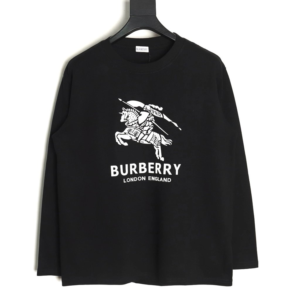 Burberry T Shirt,Tshirt,Clothing,Buy Cheap Discount Burberry Warhorse 3D Logo Long Sleeve TShirt