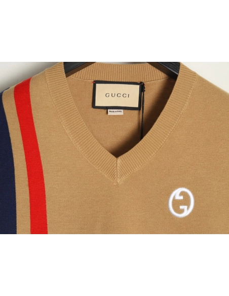 Gucci in low price trust seller,in low price trust seller,Clothing,Buy Cheap Discount Gucci colorblock Vneck interlocking logo k