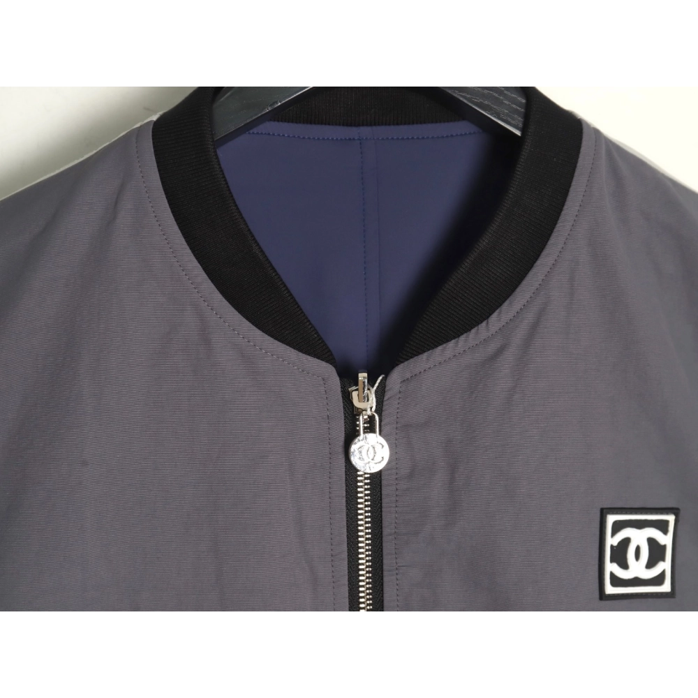 Chanel Jacket,Jacket,Clothing,Buy Cheap Discount Chanel Embroidered Slogan Vintage Zip Reversible Cotton Jacket