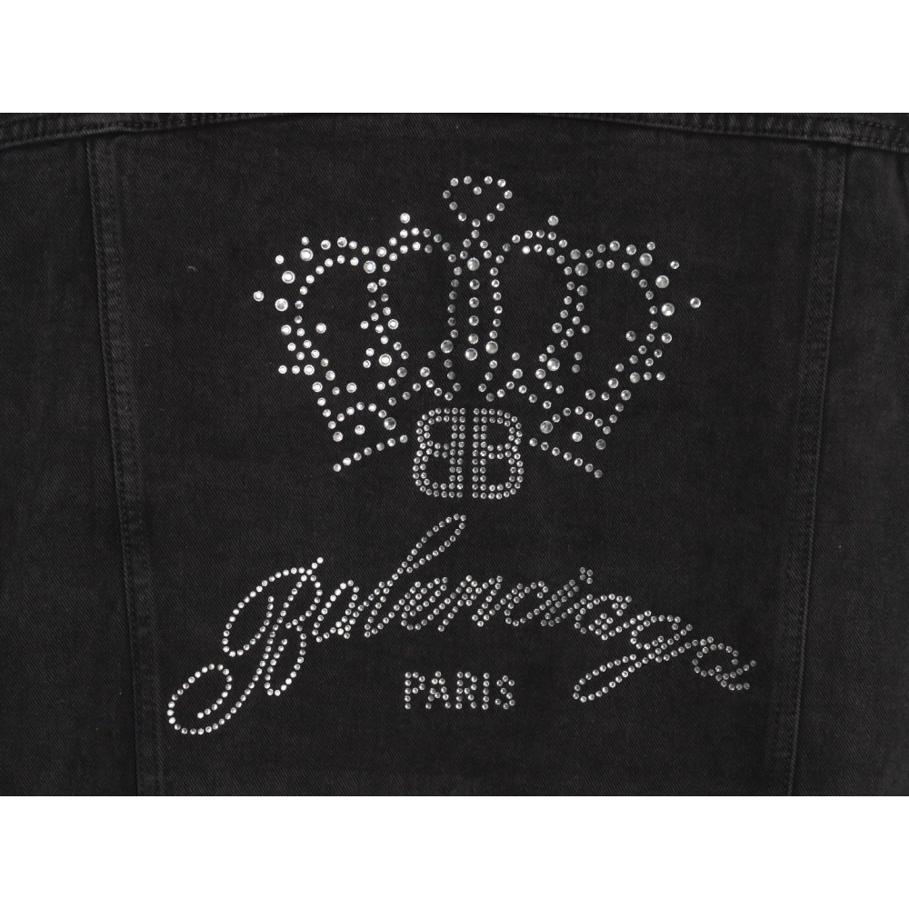 Balenciaga Jacket,Jacket,Clothing,Buy Cheap Discount Balenciaga Crown rhinestone denim jacket