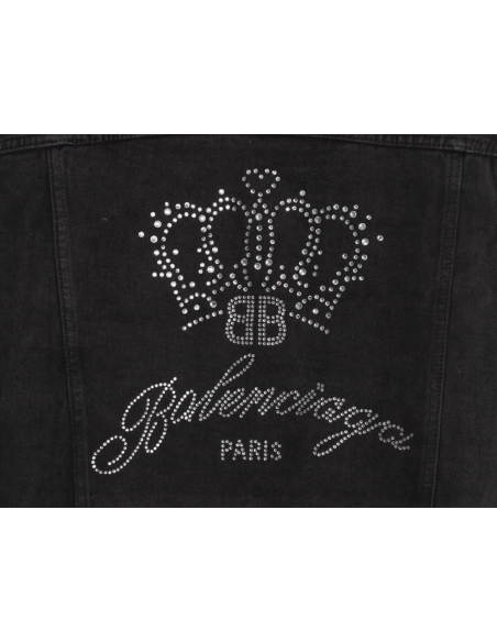 Balenciaga Jacket,Jacket,Clothing,Buy Cheap Discount Balenciaga Crown rhinestone denim jacket