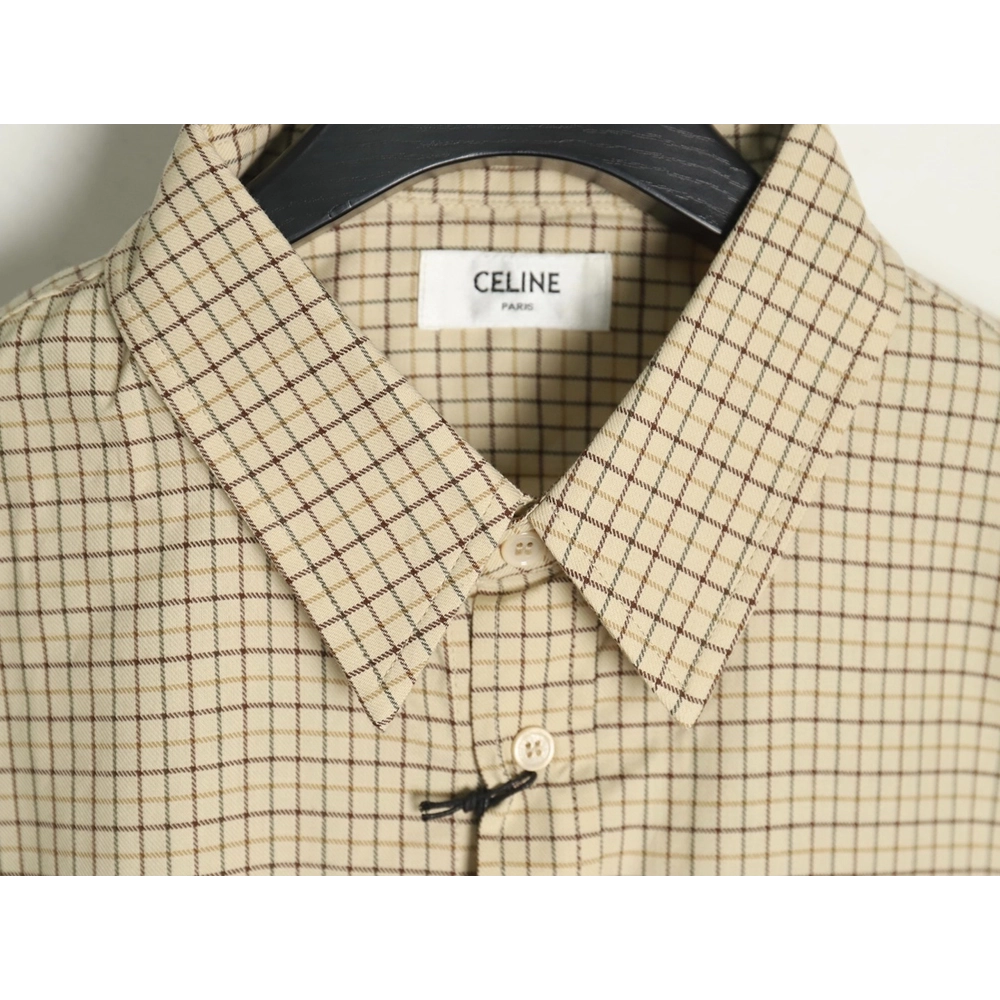 Celine Shirt,Shirt,Clothing,Buy Cheap Discount Celine Arc de Triomphe embroidered small check shirt