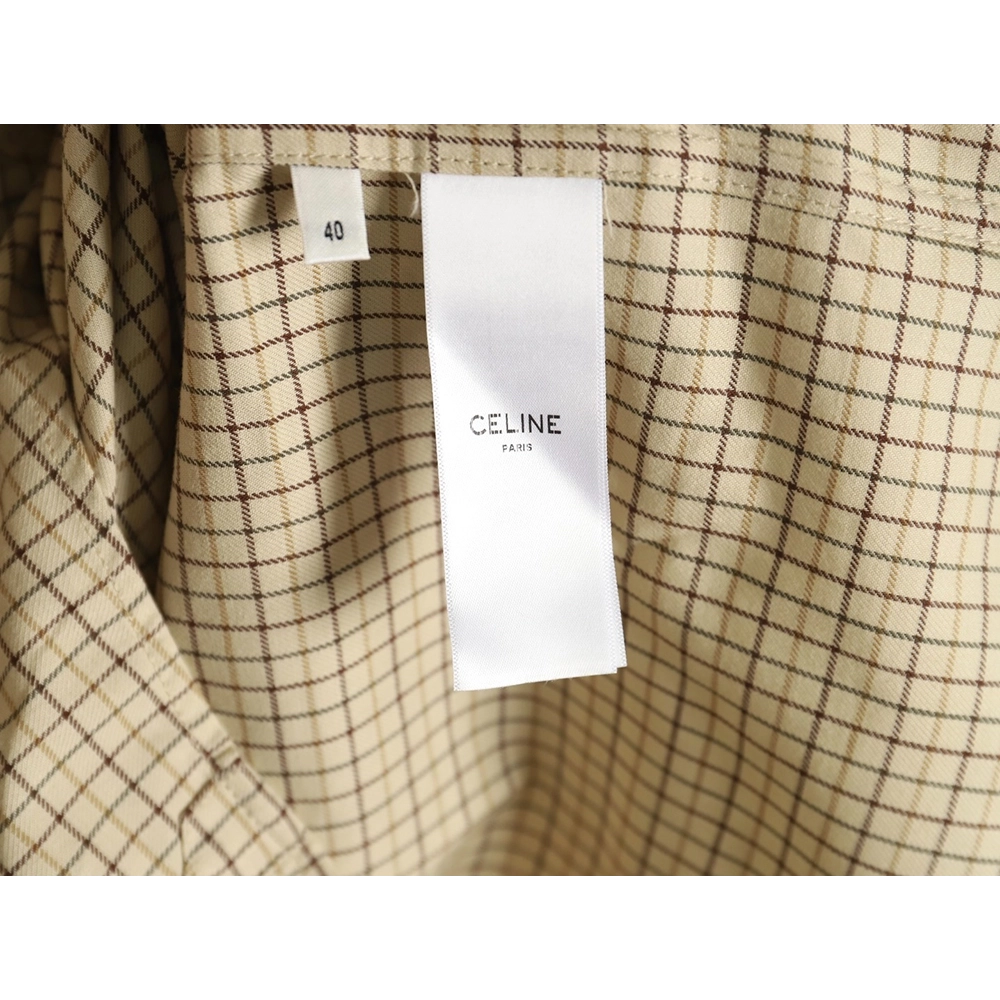 Celine Shirt,Shirt,Clothing,Buy Cheap Discount Celine Arc de Triomphe embroidered small check shirt