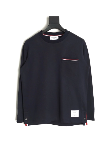 Thom Browne T Shirt,Tshirt,Clothing,Buy Cheap Discount Thom Browne Yarndyed chest pocket longsleeved Tshirt