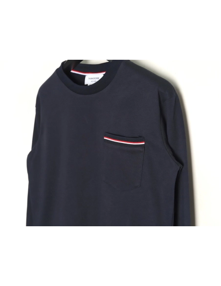 Thom Browne T Shirt,Tshirt,Clothing,Buy Cheap Discount Thom Browne Yarndyed chest pocket longsleeved Tshirt