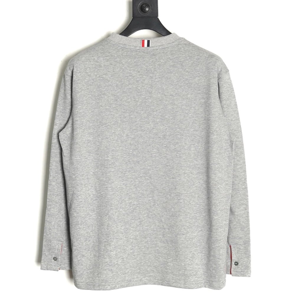 Thom Browne T Shirt,Tshirt,Clothing,Buy Cheap Discount Thom Browne Yarndyed chest pocket longsleeved Tshirt