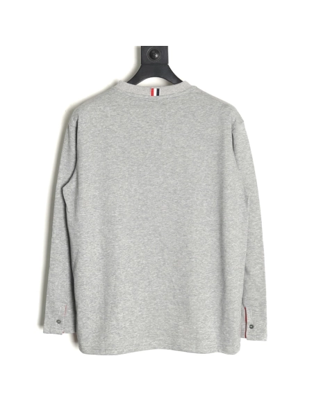 Thom Browne T Shirt,Tshirt,Clothing,Buy Cheap Discount Thom Browne Yarndyed chest pocket longsleeved Tshirt