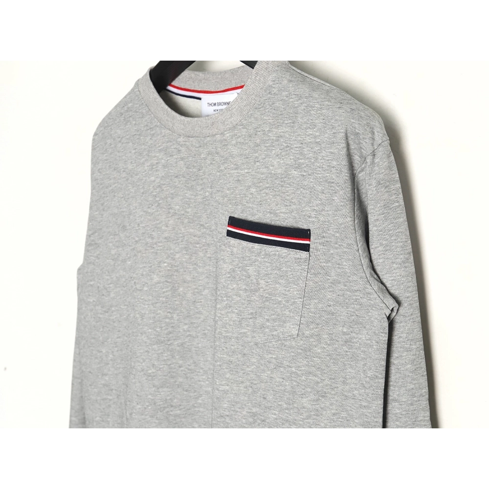Thom Browne T Shirt,Tshirt,Clothing,Buy Cheap Discount Thom Browne Yarndyed chest pocket longsleeved Tshirt