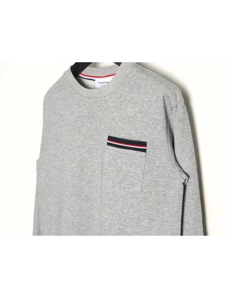 Thom Browne T Shirt,Tshirt,Clothing,Buy Cheap Discount Thom Browne Yarndyed chest pocket longsleeved Tshirt