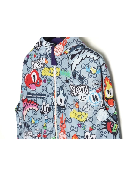 Gucci Love Cherry Fun Graffiti Reversible Jacket,Gucci Jacket,Jacket,APPAREL Clothing