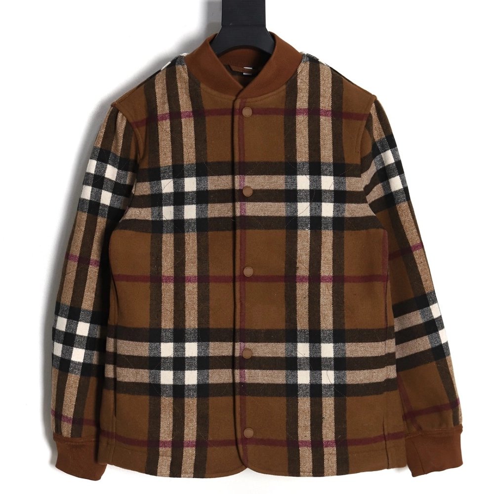Burberry checked wool bomber jacket,Burberry Jacket,Jacket,APPAREL Clothing