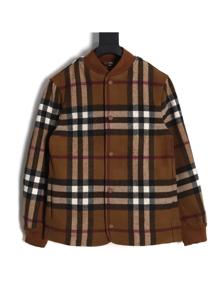 Burberry checked wool bomber jacket,Burberry Jacket,Jacket,APPAREL Clothing