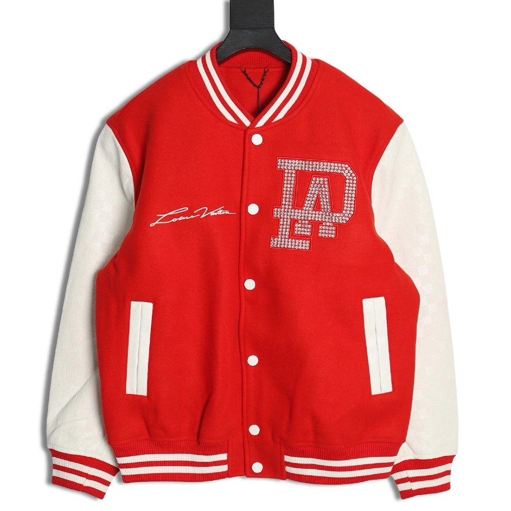 Louis Vuitton pearls hot diamond letters baseball jersey,Louis Vuitton Jacket,Jacket,APPAREL Clothing