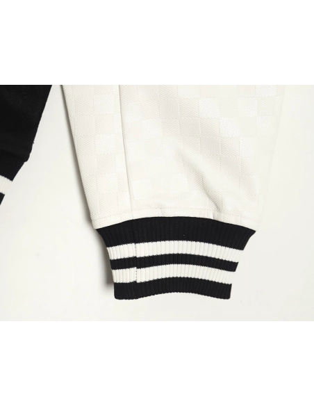 Louis Vuitton pearl embroidered lettering baseball jersey,Louis Vuitton Jacket,Jacket,APPAREL Clothing