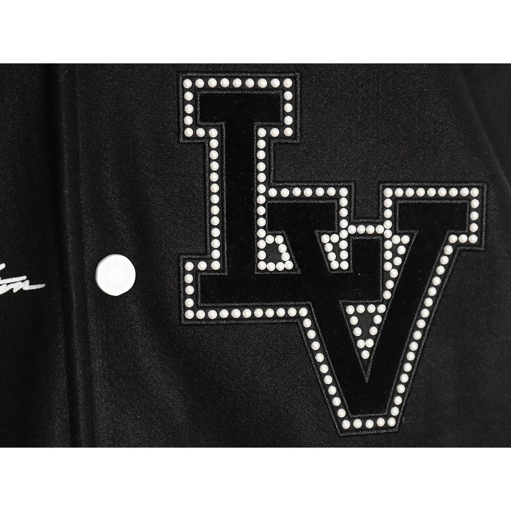 Louis Vuitton pearl embroidered lettering baseball jersey,Louis Vuitton Jacket,Jacket,APPAREL Clothing