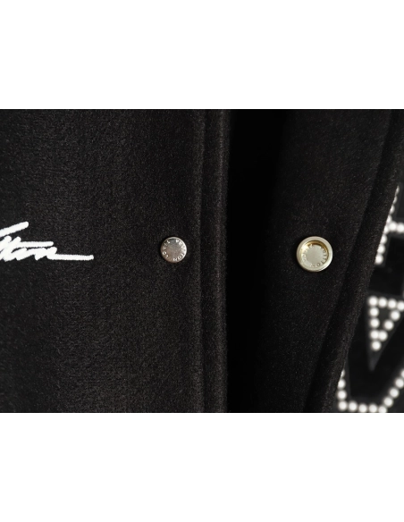 Louis Vuitton pearl embroidered lettering baseball jersey,Louis Vuitton Jacket,Jacket,APPAREL Clothing