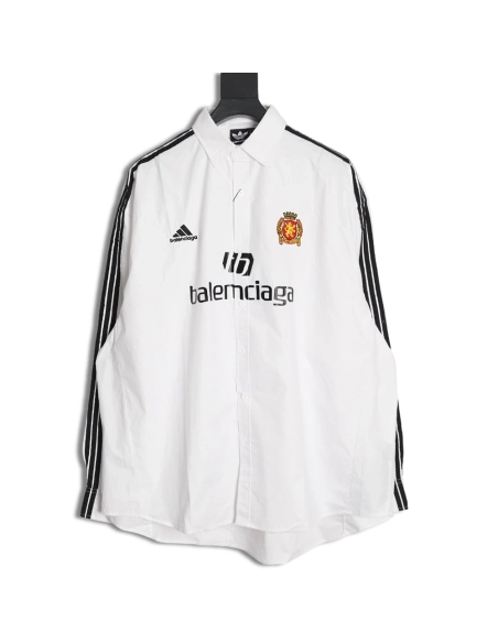 Balenciaga adidas ThreeBar Web Embroidered Long Sleeve Shirt,Balenciaga Shirt,Shirt,APPAREL Clothing