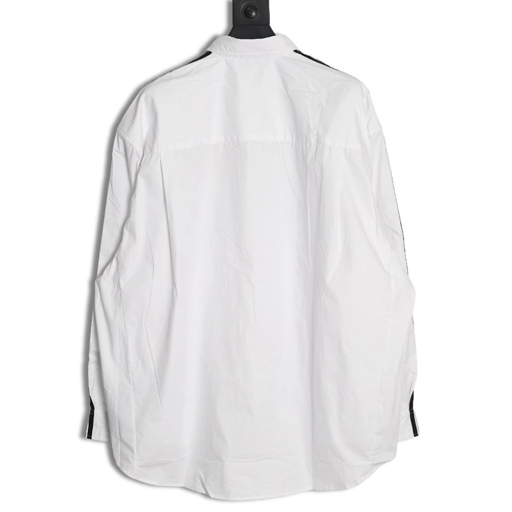 Balenciaga adidas ThreeBar Web Embroidered Long Sleeve Shirt,Balenciaga Shirt,Shirt,APPAREL Clothing