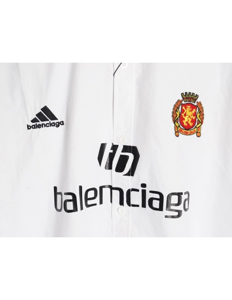 Balenciaga adidas ThreeBar Web Embroidered Long Sleeve Shirt,Balenciaga Shirt,Shirt,APPAREL Clothing