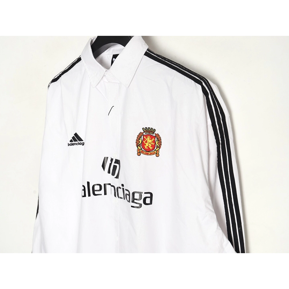 Balenciaga adidas ThreeBar Web Embroidered Long Sleeve Shirt,Balenciaga Shirt,Shirt,APPAREL Clothing