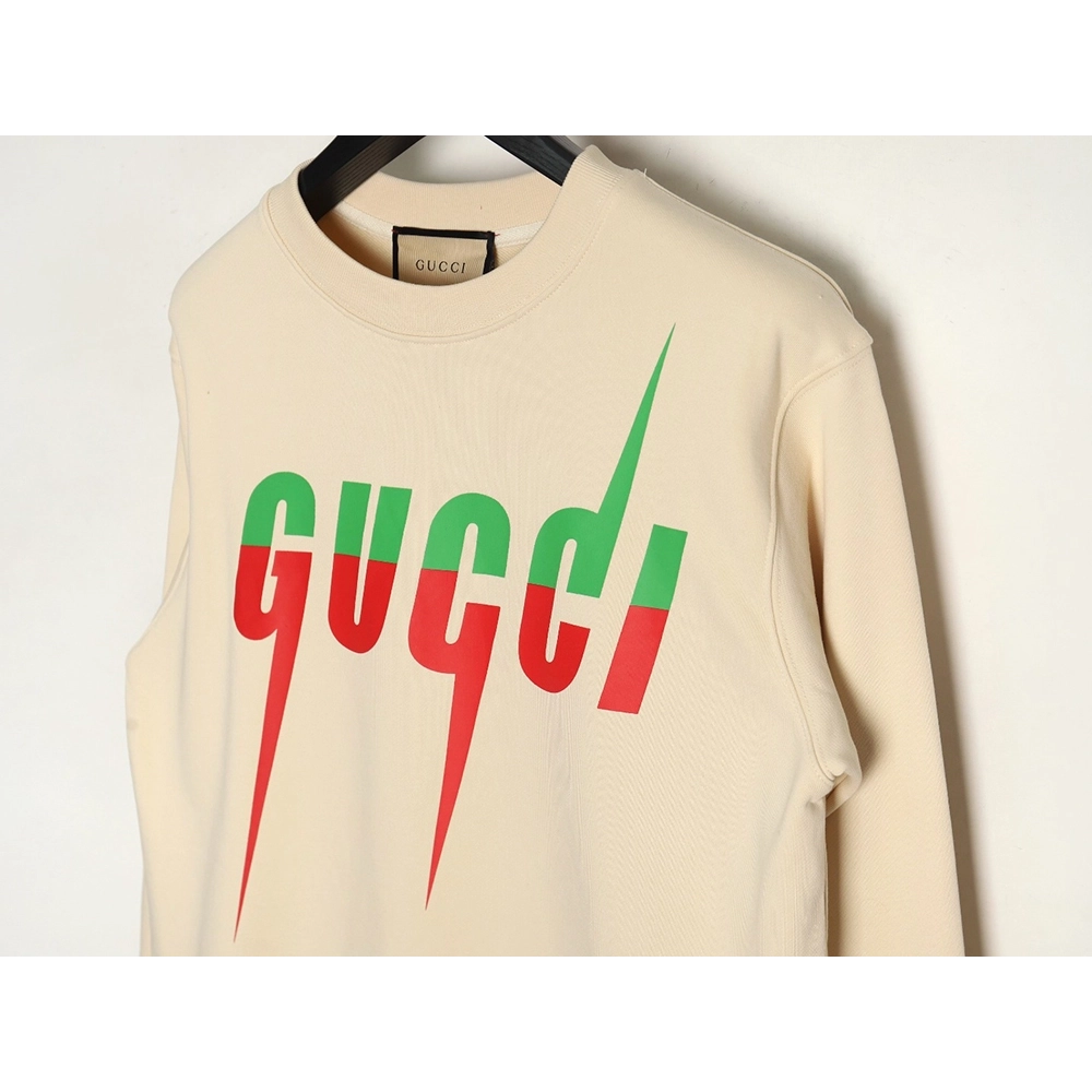 Gucci Lightning Print Crewneck Sweatshirt,Gucci Sweatshirt,Sweatshirt,APPAREL Clothing