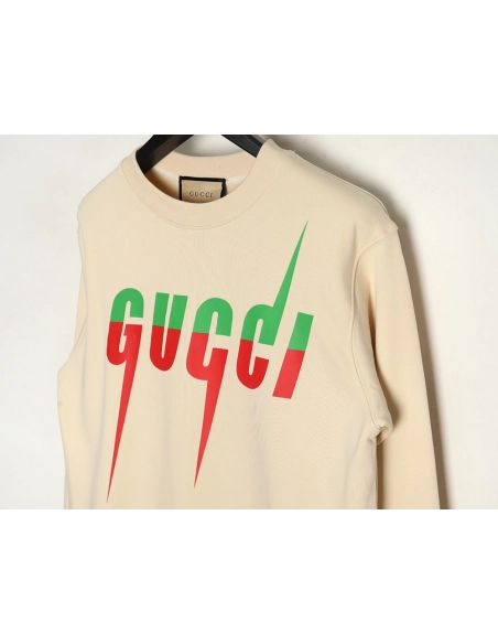 Gucci Lightning Print Crewneck Sweatshirt,Gucci Sweatshirt,Sweatshirt,APPAREL Clothing