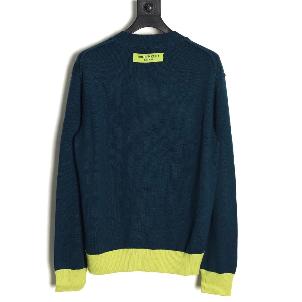 Louis Vuitton blue and green colorblock sweater,Louis Vuitton Sweatshirt,Sweatshirt,APPAREL Clothing