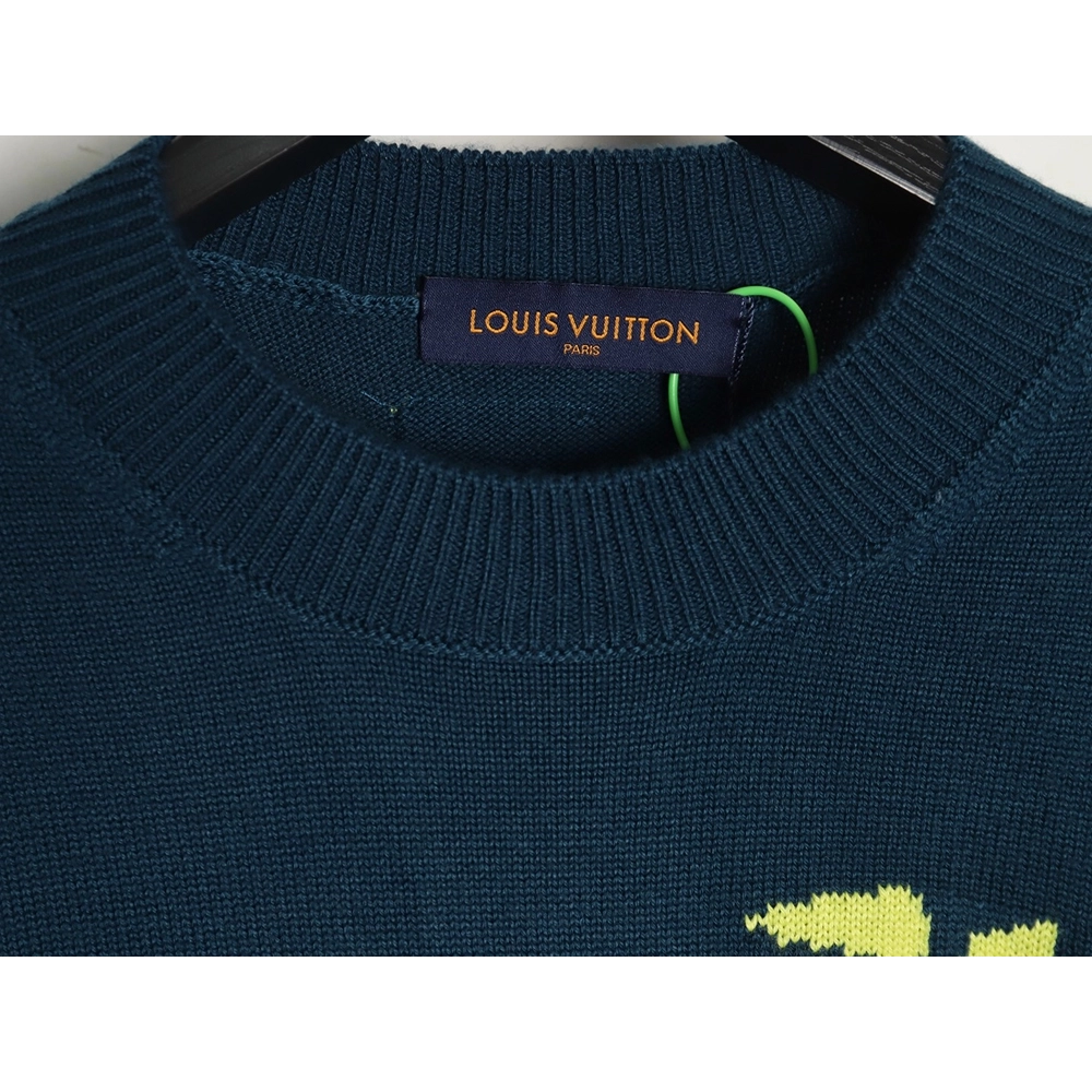 Louis Vuitton blue and green colorblock sweater,Louis Vuitton Sweatshirt,Sweatshirt,APPAREL Clothing