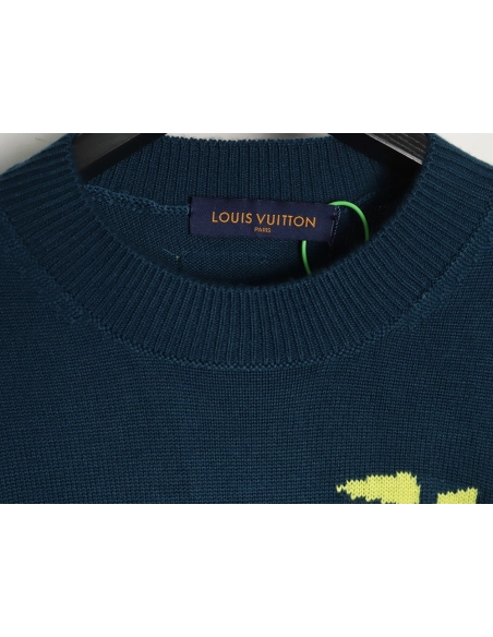 Louis Vuitton blue and green colorblock sweater,Louis Vuitton Sweatshirt,Sweatshirt,APPAREL Clothing