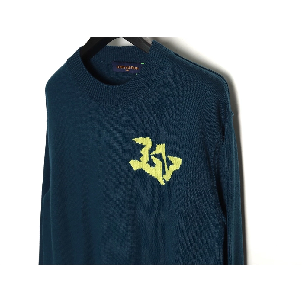 Louis Vuitton blue and green colorblock sweater,Louis Vuitton Sweatshirt,Sweatshirt,APPAREL Clothing