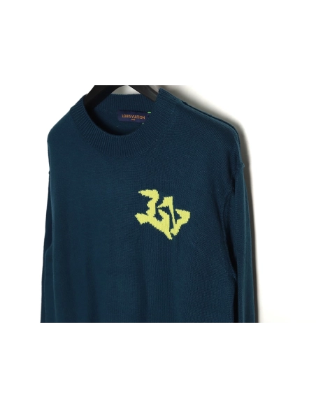 Louis Vuitton blue and green colorblock sweater,Louis Vuitton Sweatshirt,Sweatshirt,APPAREL Clothing