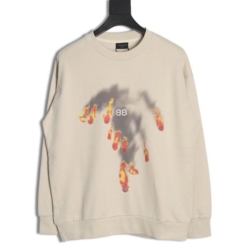 Balenciaga flame pattern crew neck sweatshirt,Balenciaga Sweatshirt,Sweatshirt,APPAREL Clothing