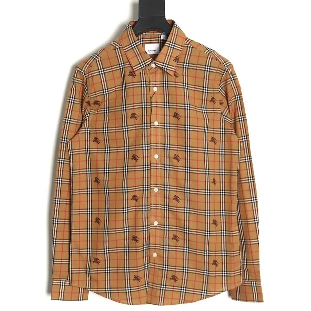 Burberry all over warhorse print checked shirt,Burberry Shirt,Shirt,APPAREL Clothing