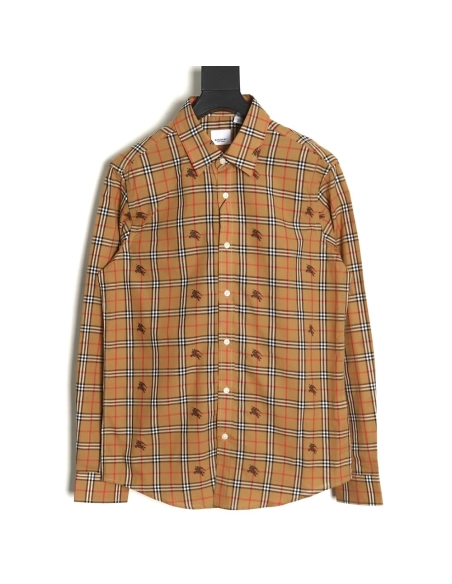 Burberry all over warhorse print checked shirt,Burberry Shirt,Shirt,APPAREL Clothing