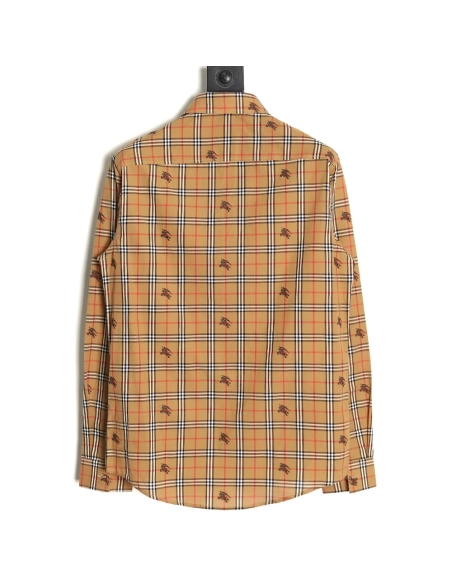 Burberry all over warhorse print checked shirt,Burberry Shirt,Shirt,APPAREL Clothing
