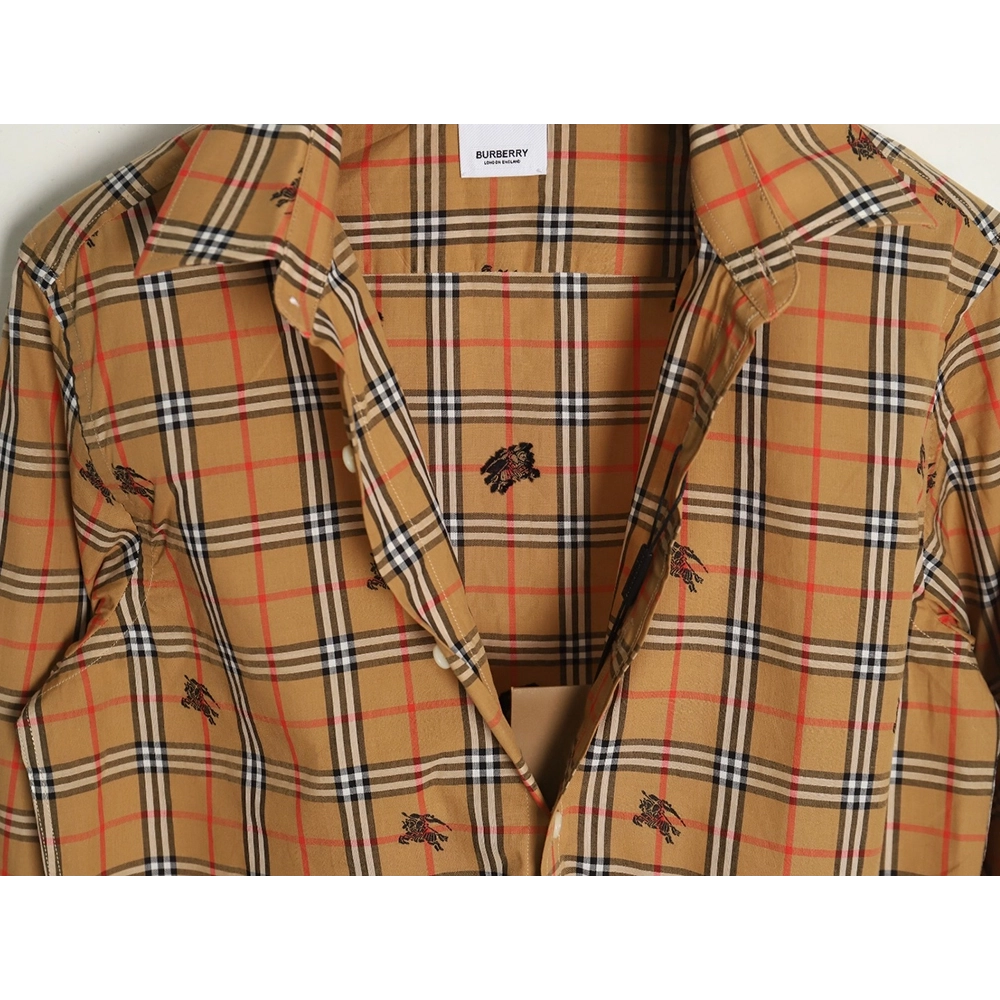 Burberry all over warhorse print checked shirt,Burberry Shirt,Shirt,APPAREL Clothing