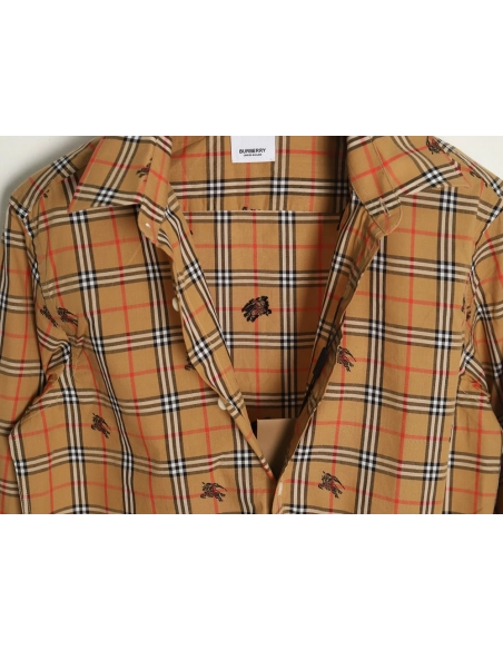 Burberry all over warhorse print checked shirt,Burberry Shirt,Shirt,APPAREL Clothing
