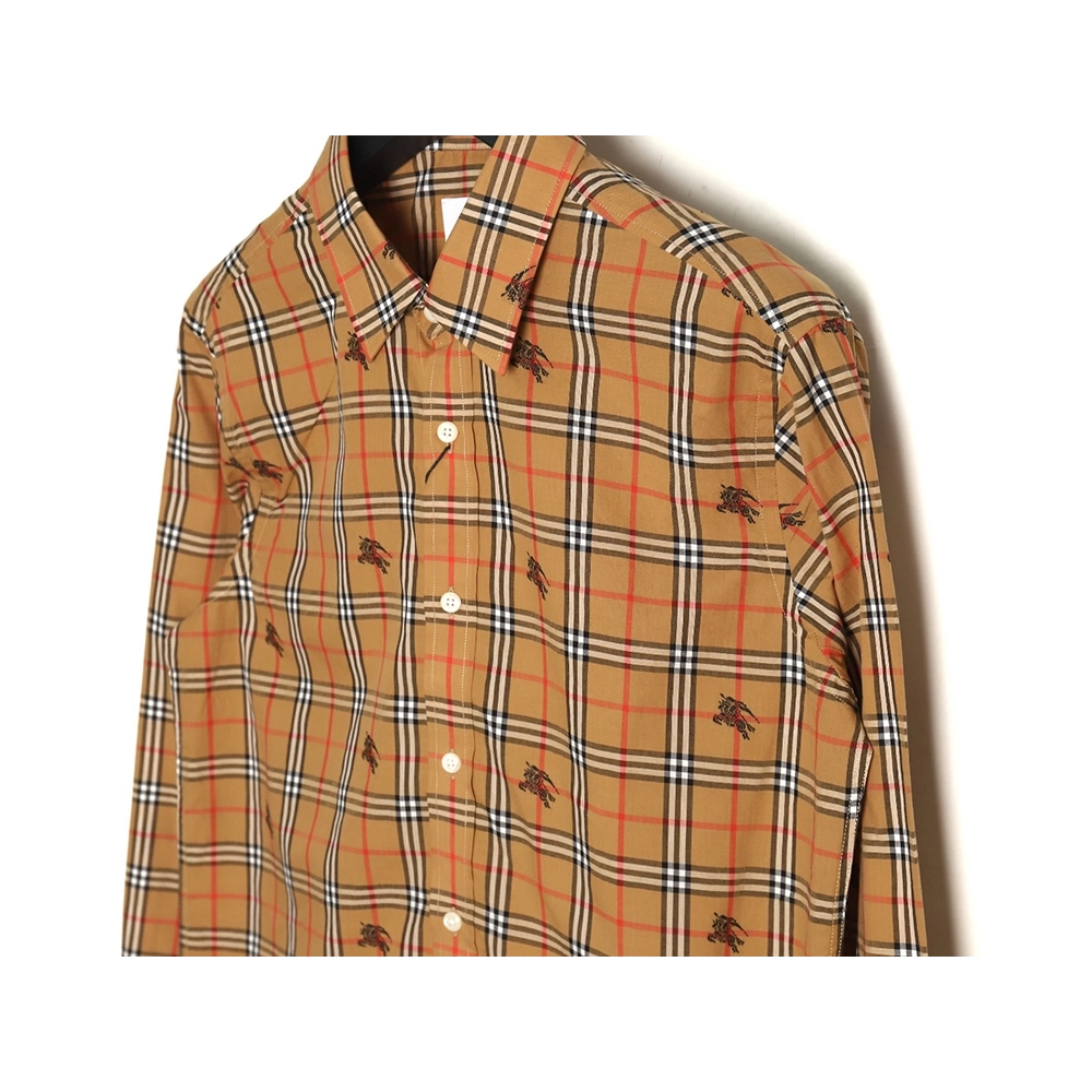 Burberry all over warhorse print checked shirt,Burberry Shirt,Shirt,APPAREL Clothing