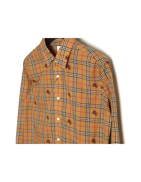 Burberry all over warhorse print checked shirt,Burberry Shirt,Shirt,APPAREL Clothing