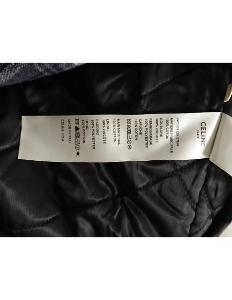 Celine checked cashmere hooded coat,Celine Jacket,Jacket,APPAREL Clothing