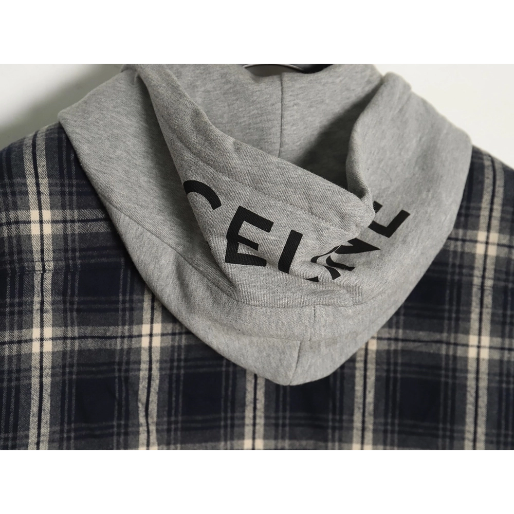 Celine checked cashmere hooded coat,Celine Jacket,Jacket,APPAREL Clothing