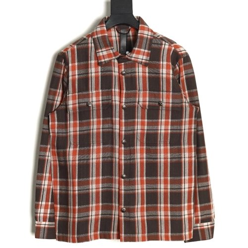 Chrome Hearts Flannel Plaid Long Sleeve Shirt,Chrome Hearts Shirt,Shirt,APPAREL Clothing