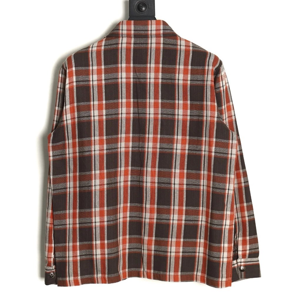 Chrome Hearts Flannel Plaid Long Sleeve Shirt,Chrome Hearts Shirt,Shirt,APPAREL Clothing