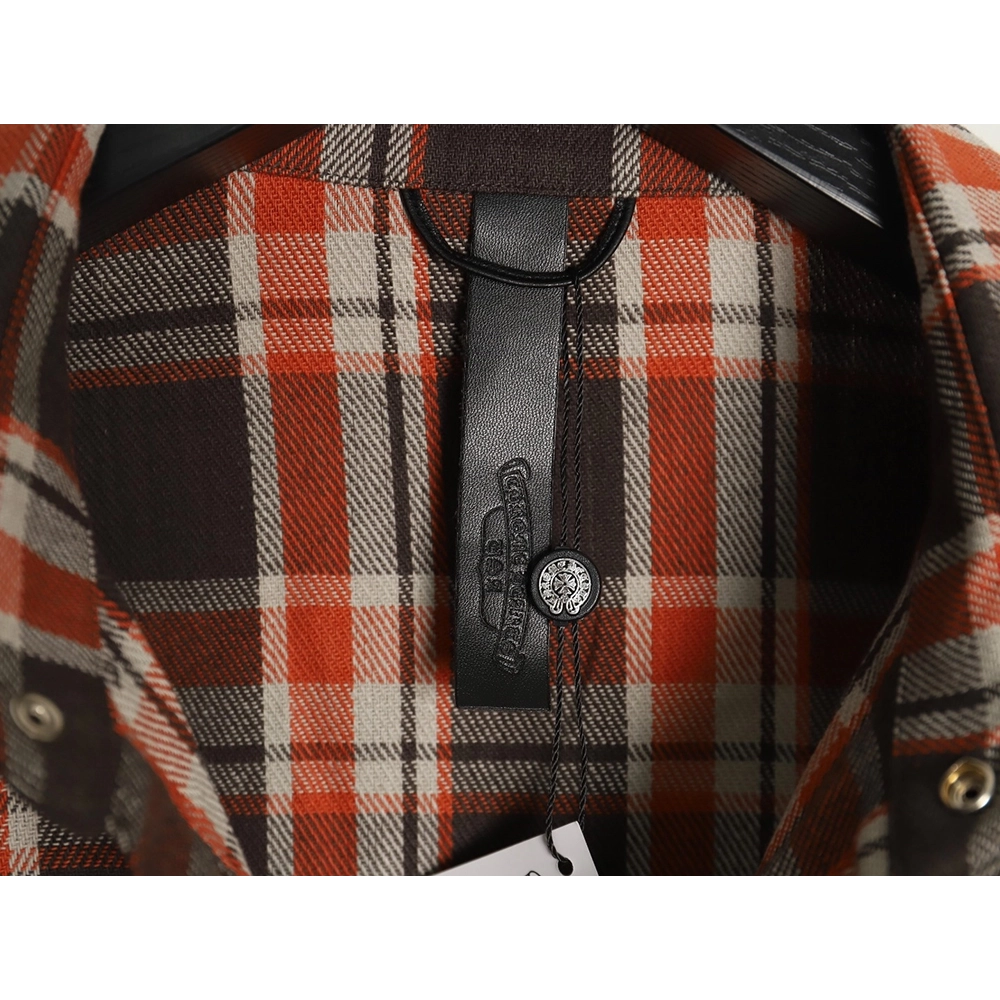 Chrome Hearts Flannel Plaid Long Sleeve Shirt,Chrome Hearts Shirt,Shirt,APPAREL Clothing