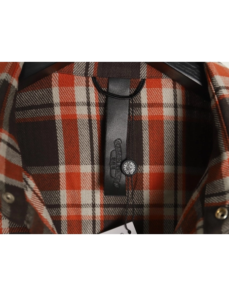 Chrome Hearts Flannel Plaid Long Sleeve Shirt,Chrome Hearts Shirt,Shirt,APPAREL Clothing