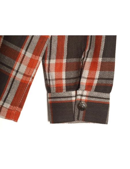 Chrome Hearts Flannel Plaid Long Sleeve Shirt,Chrome Hearts Shirt,Shirt,APPAREL Clothing