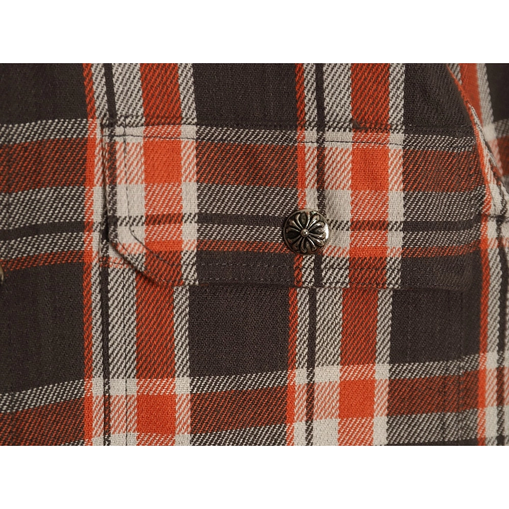 Chrome Hearts Flannel Plaid Long Sleeve Shirt,Chrome Hearts Shirt,Shirt,APPAREL Clothing
