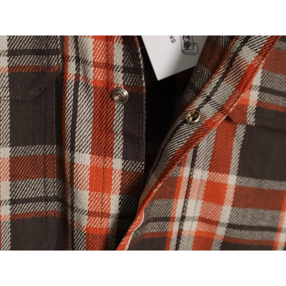 Chrome Hearts Flannel Plaid Long Sleeve Shirt,Chrome Hearts Shirt,Shirt,APPAREL Clothing