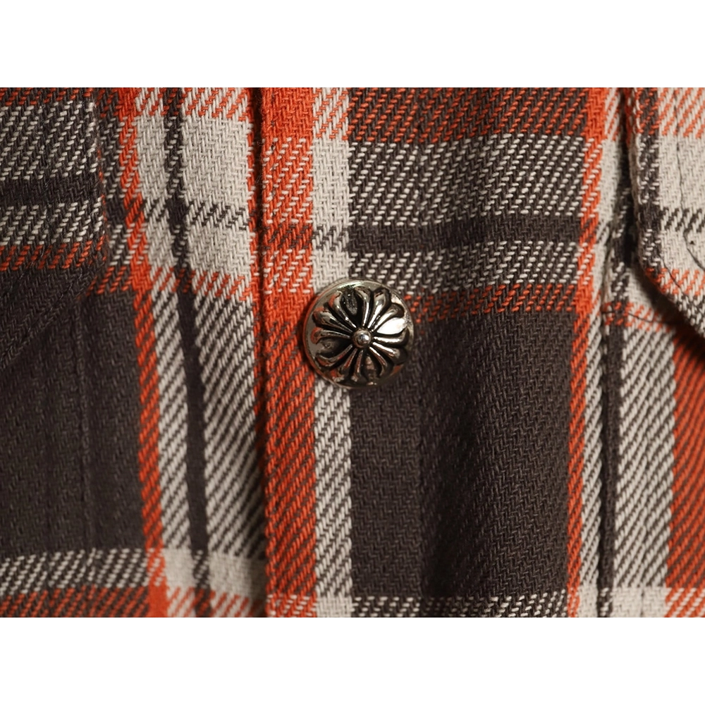 Chrome Hearts Flannel Plaid Long Sleeve Shirt,Chrome Hearts Shirt,Shirt,APPAREL Clothing